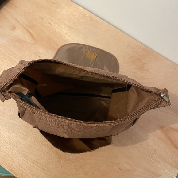 Audubon Tan Crossbody Satchel Shoulder Bag Compartments Messenger Bag bird logo - Picture 6 of 11